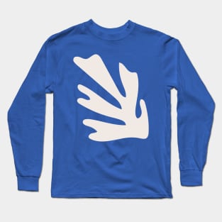 Cream and Blue Leaf Cutout Long Sleeve T-Shirt